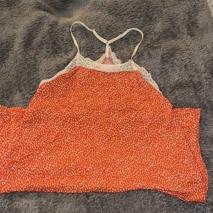 Gilligan & O'Malley Red Camisole with White Lace